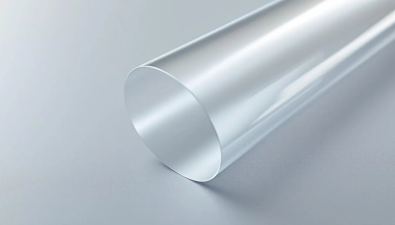 This close-up shows a transparent PET film material, highlighting its clarity and high surface quality. The polyester film made of polyethylene terephthalate emphasizes its exceptional properties and application potential in various industries. 