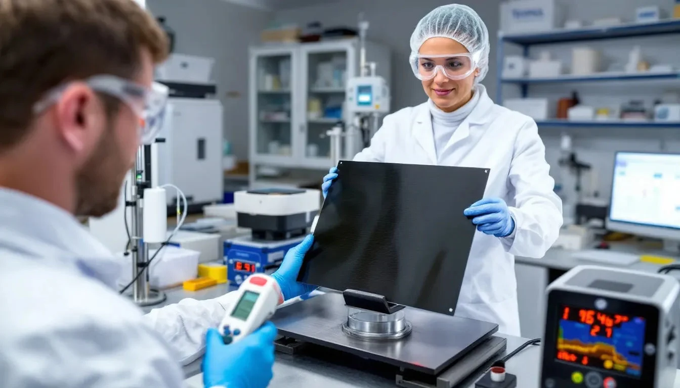 Vorteile von Teonex® PEN-Folien In einem Prüflabor wird ein Temperaturtest von Teonex-Folien durchgeführt, wobei verschiedene industrielle Materialien wie PET-Folien und Klebebänder analysiert werden. Der Fokus liegt auf der Überprüfung der Eigenschaften und der Gesamtleistung der Folien unter unterschiedlichen Bedingungen.